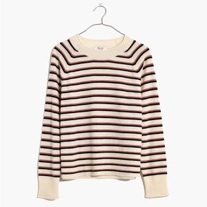 Madewell (Re)sponsible Cashmere Roll-Trim Pullover Sweater in Stripe Sz Small